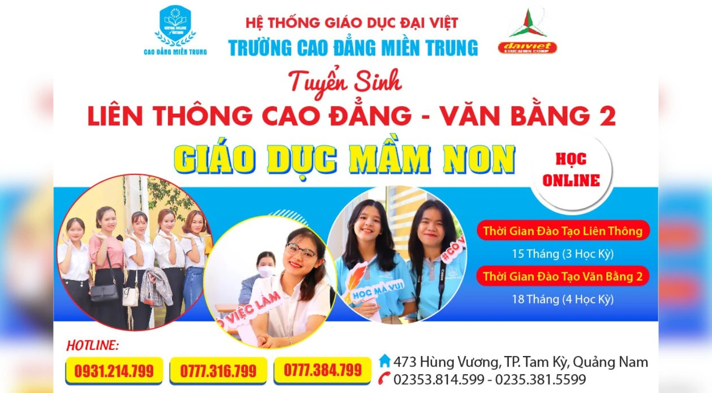 Thông Báo: Tuyển Sinh Liên Thông Cao Đẳng - Văn Bằng 2 Năm 2023 | Trường Cao Đẳng Miền Trung