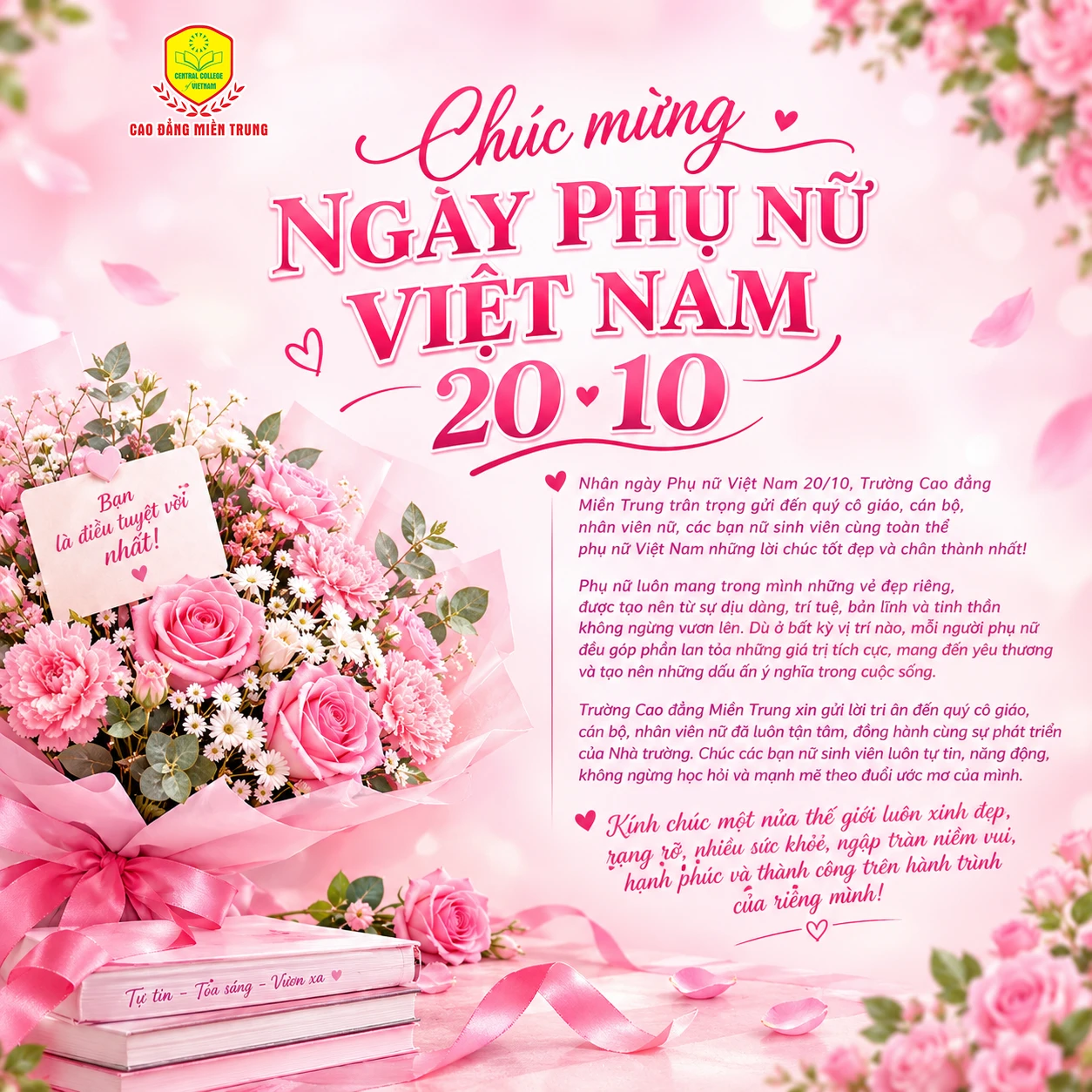 TRƯỜNG CAO ĐẲNG MIỀN TRUNG CHÚC MỪNG NGÀY PHỤ NỮ VIỆT NAM 20/10