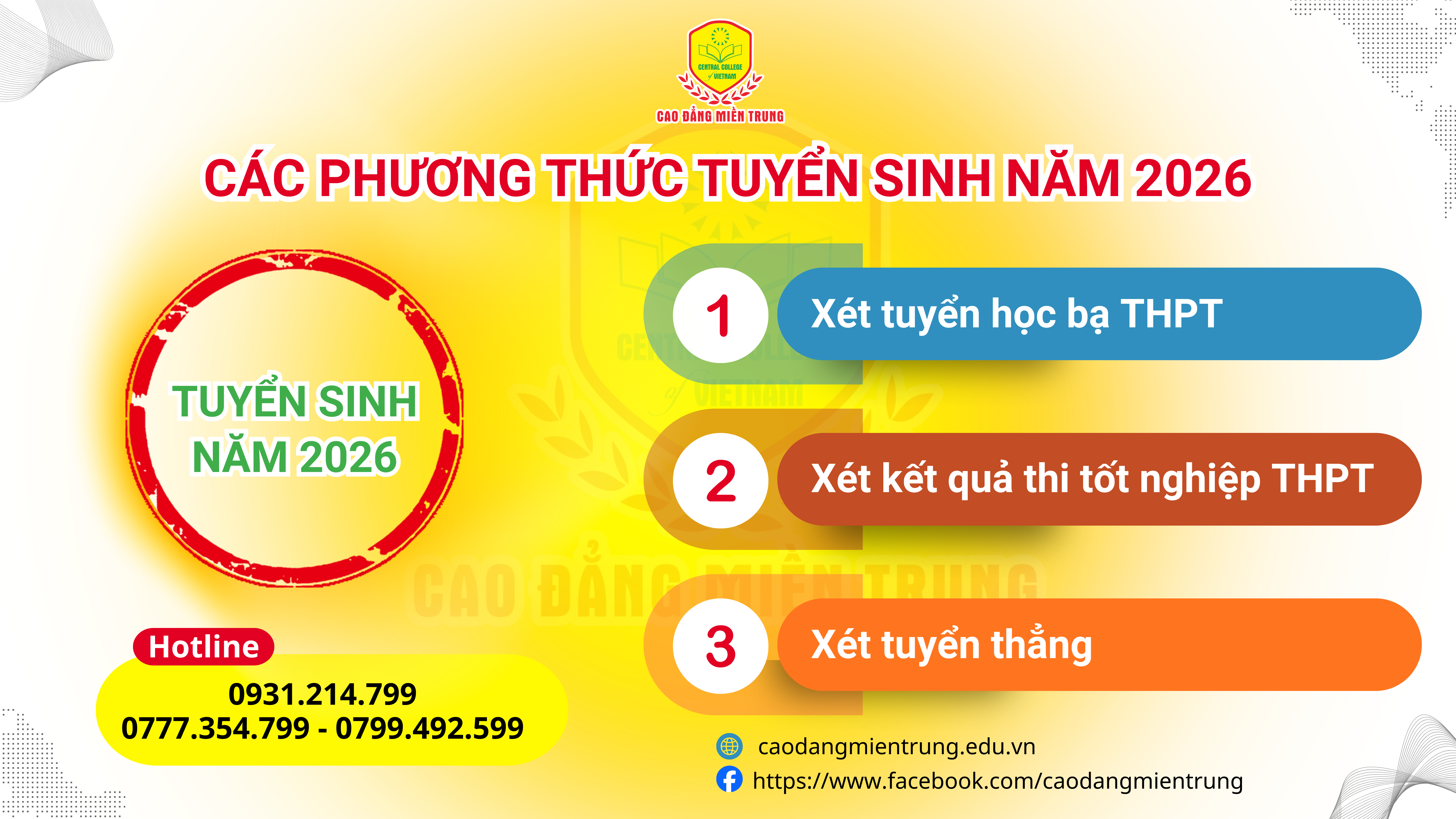 THÔNG BÁO: CÁC PHƯƠNG THỨC TUYỂN SINH CHÍNH THỨC NĂM 2026